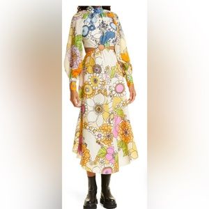 Farrah Cutout Mock Neck Linen Midi Dress